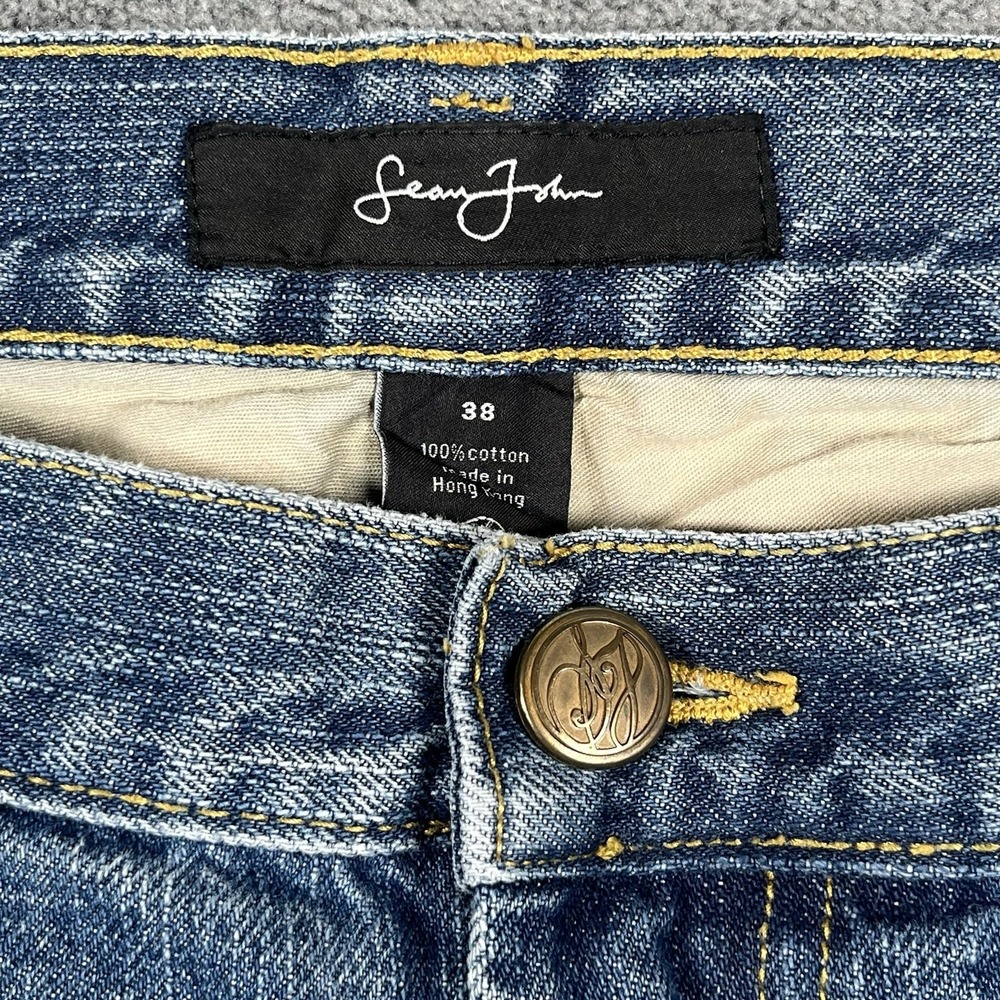 Sean John Embroidered Wide Leg Jean Men Relaxed Streetwear Baggy Denim 38X33 Y2K - Picture 4 of 10